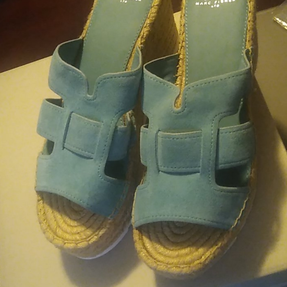 Marc fisher robbyn blue platform sandals women 9.5